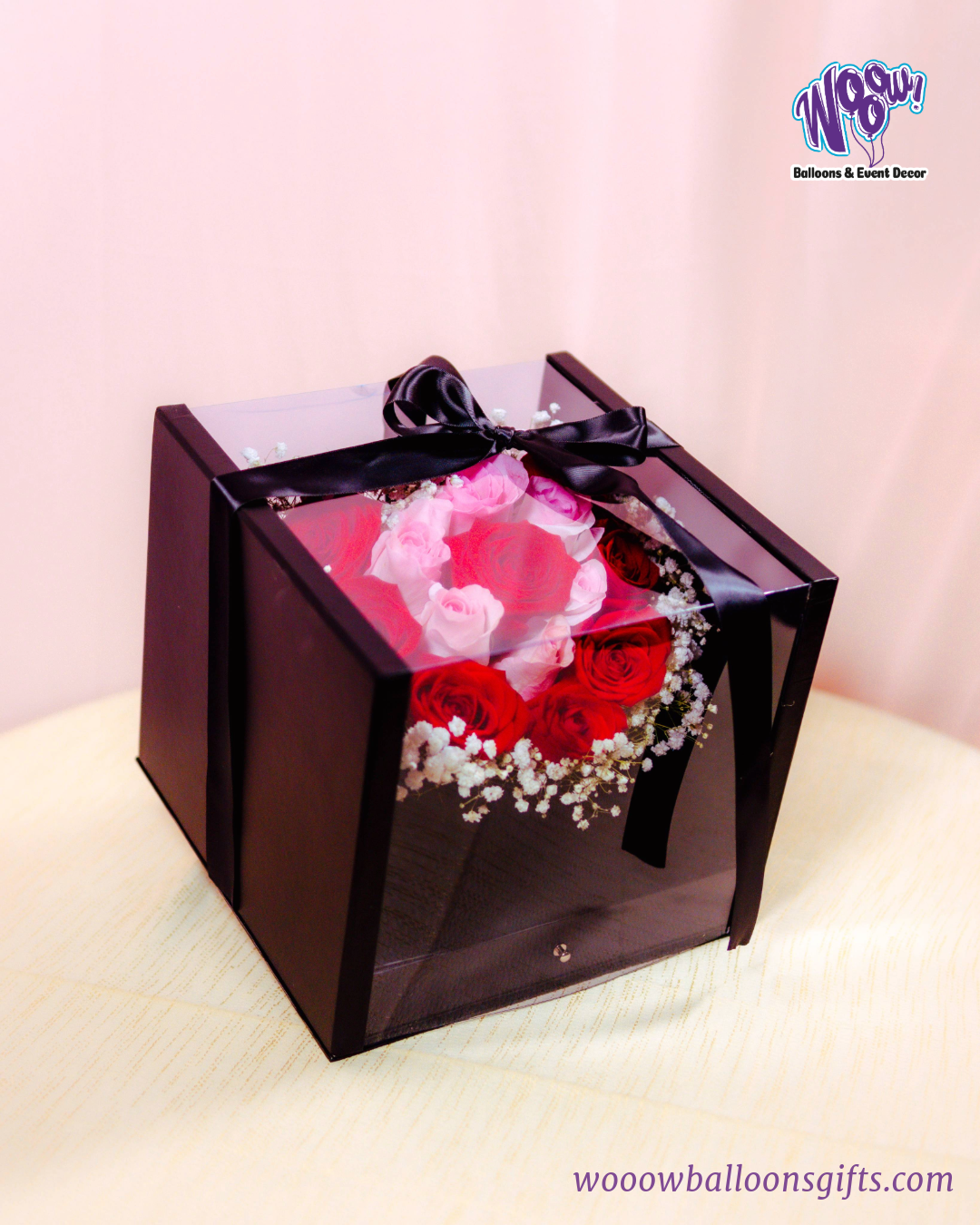 Luxury Heart Box with fresh roses and chocolates, a perfect romantic gift.