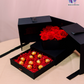 Valentine’s Day Roses & Chocolate Gift Set – fresh red roses and Ferrero Rocher chocolates in a luxury black box.