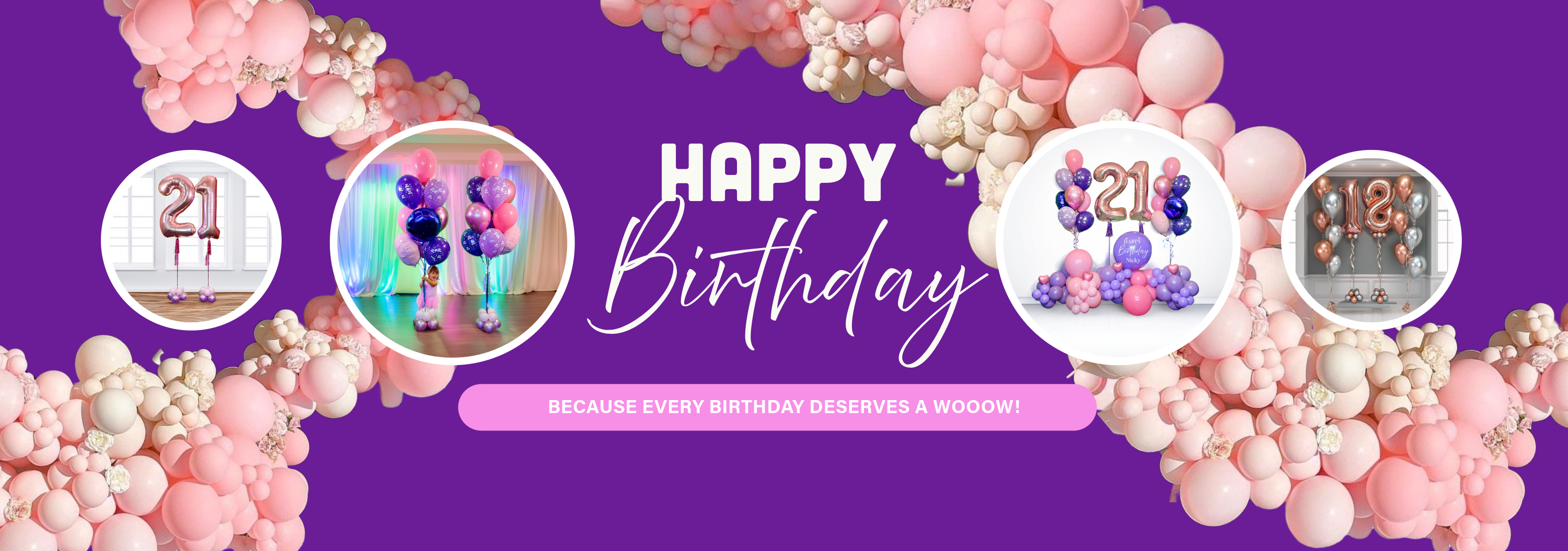 Happy Birthday Balloon collection banner wooow balloons.