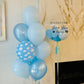 Blue balloons with cloud pattern for baby boy new born balloon bouquet in Toronto.