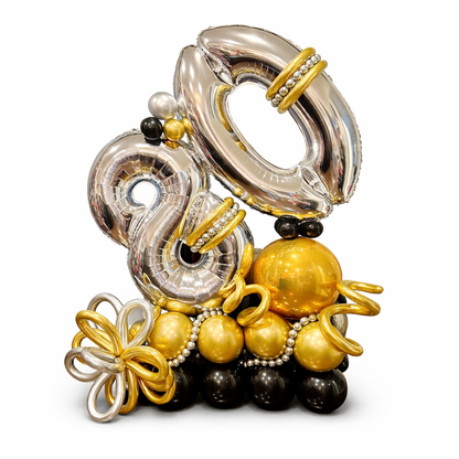 Luxury gold and black 40th birthday balloons for same day balloon delivery in Toronto