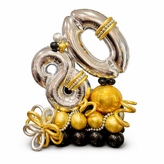 Luxury gold and black 40th birthday balloons for same day balloon delivery in Toronto