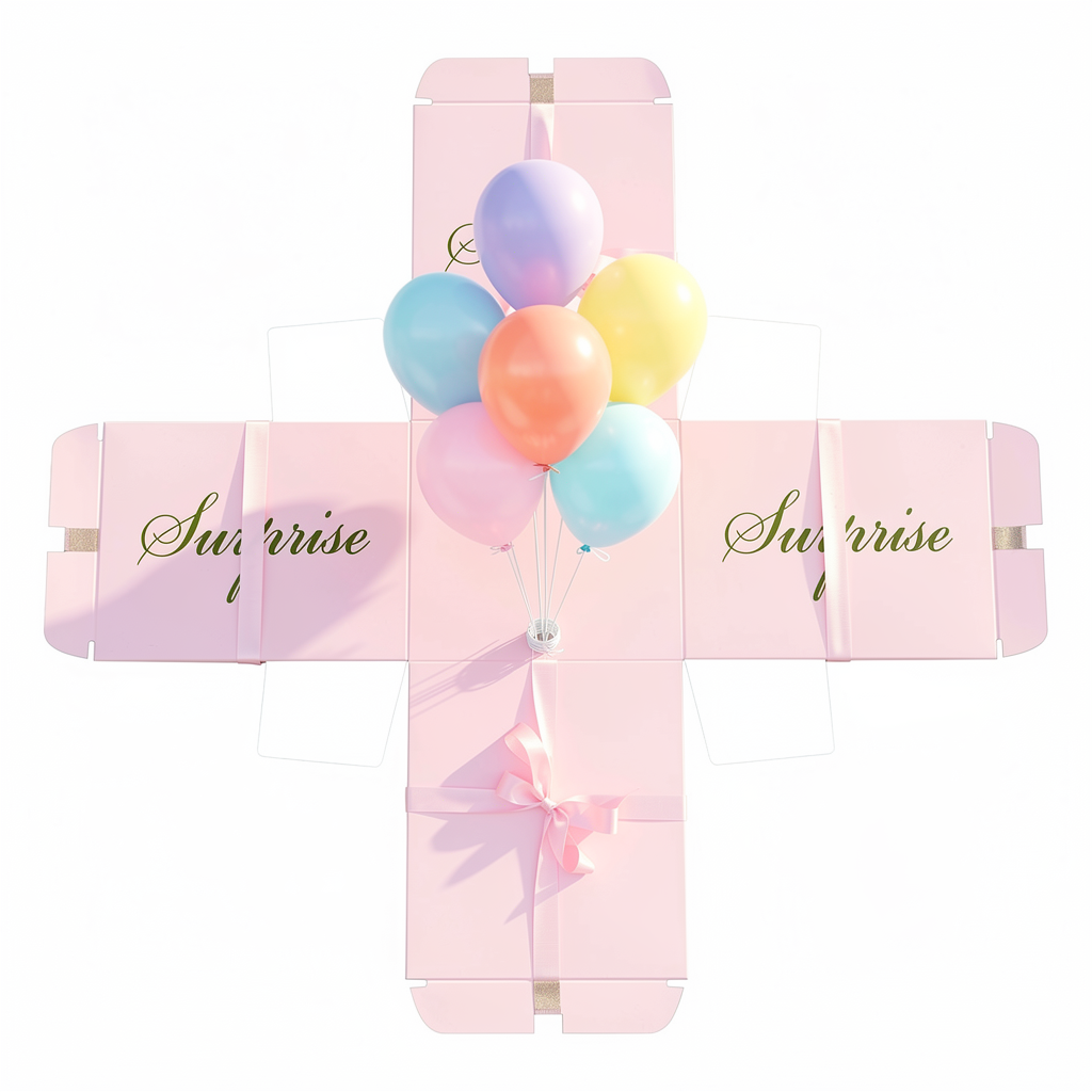 Balloon gift box Toronto reveal with five helium balloons floating out when opened