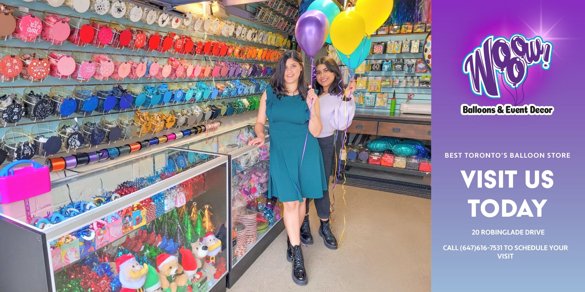 Wooow Balloons Toronto store — best balloon shop for event decor, balloon garlands, and party supplies in Toronto.