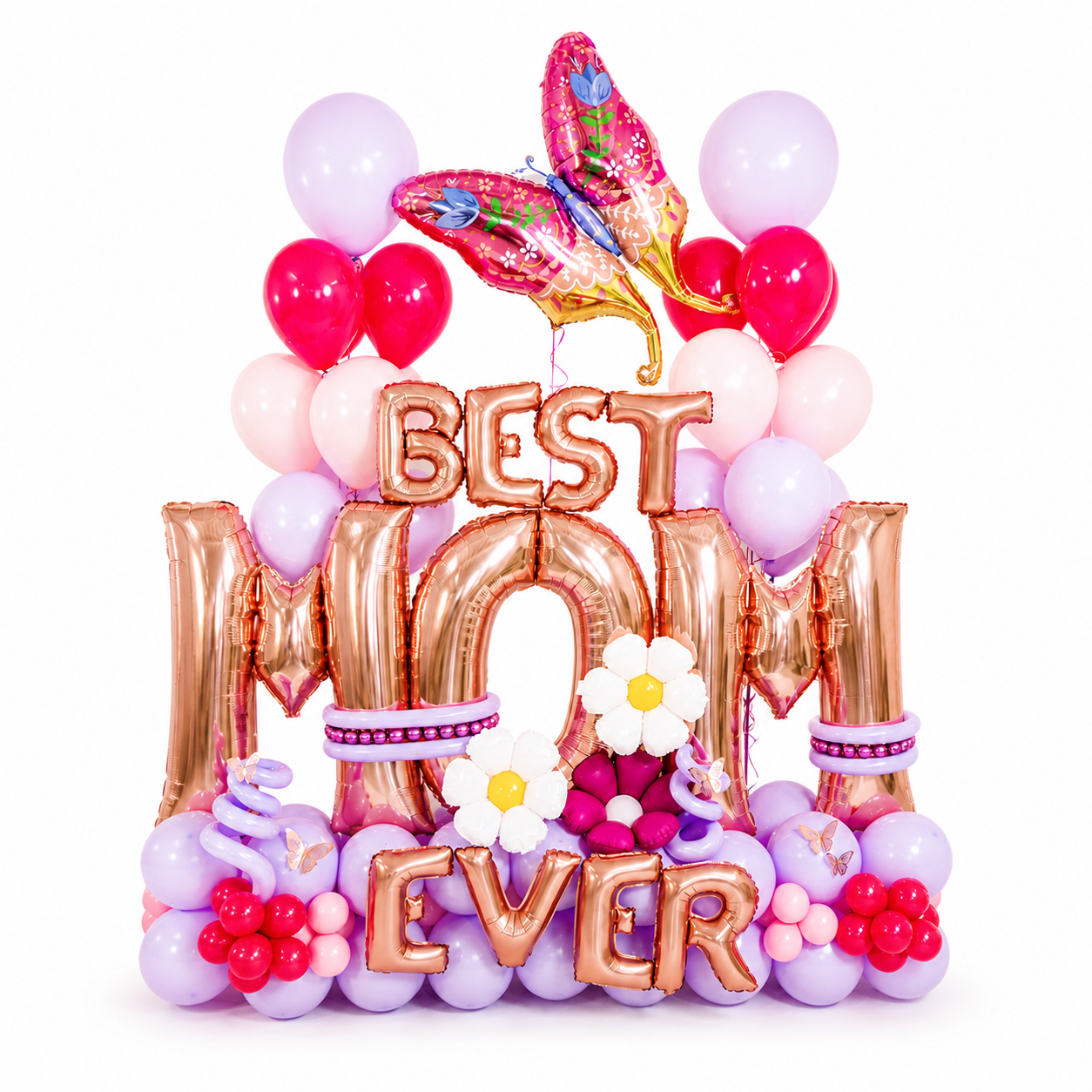 Balloons for Mom Toronto Best Mom Ever arrangement in rose gold, pink and lilac by Wooow Balloons.