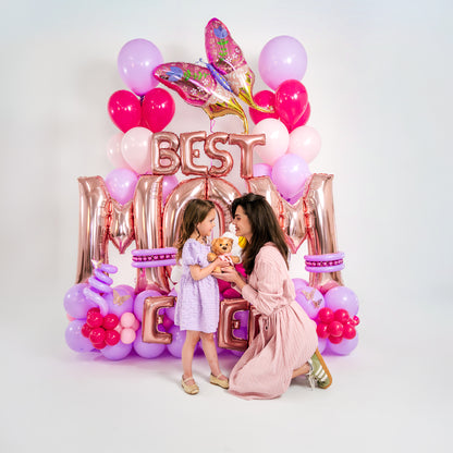 Balloons for Mom Toronto displayed for a mother-and-daughter celebration with pastel balloon décor.