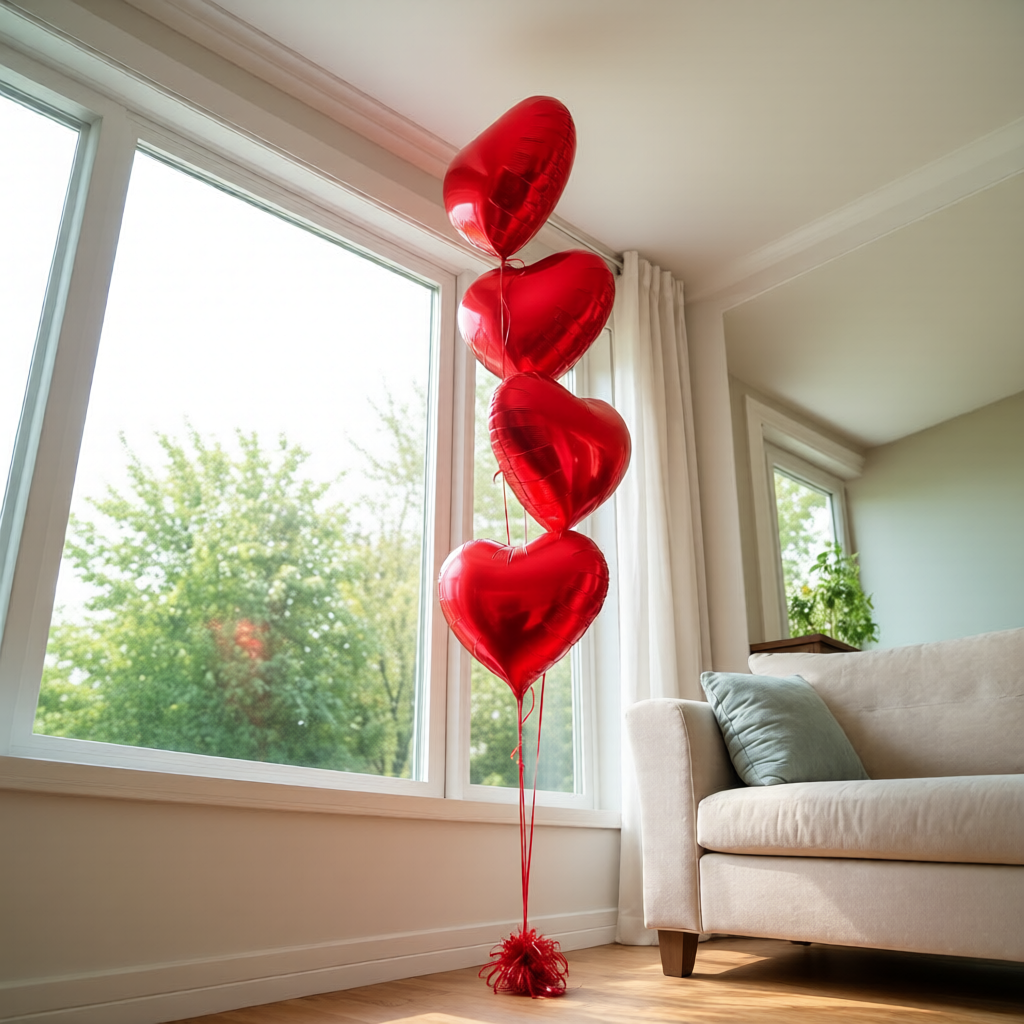 Balloons Toronto Red Heart Balloon Bouquet with transportation bag, ready for same-day delivery or pickup.