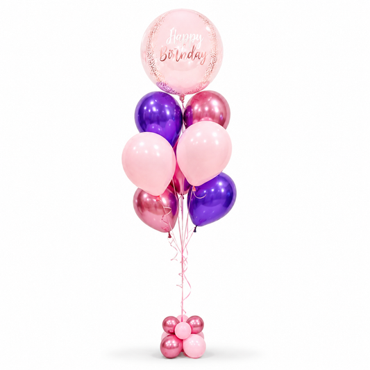 Pink, rose gold and purple birthday balloon bouquet Toronto by Wooow Balloons