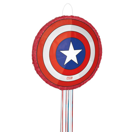Captain America shield piñata for superhero birthday parties and party delivery in Toronto