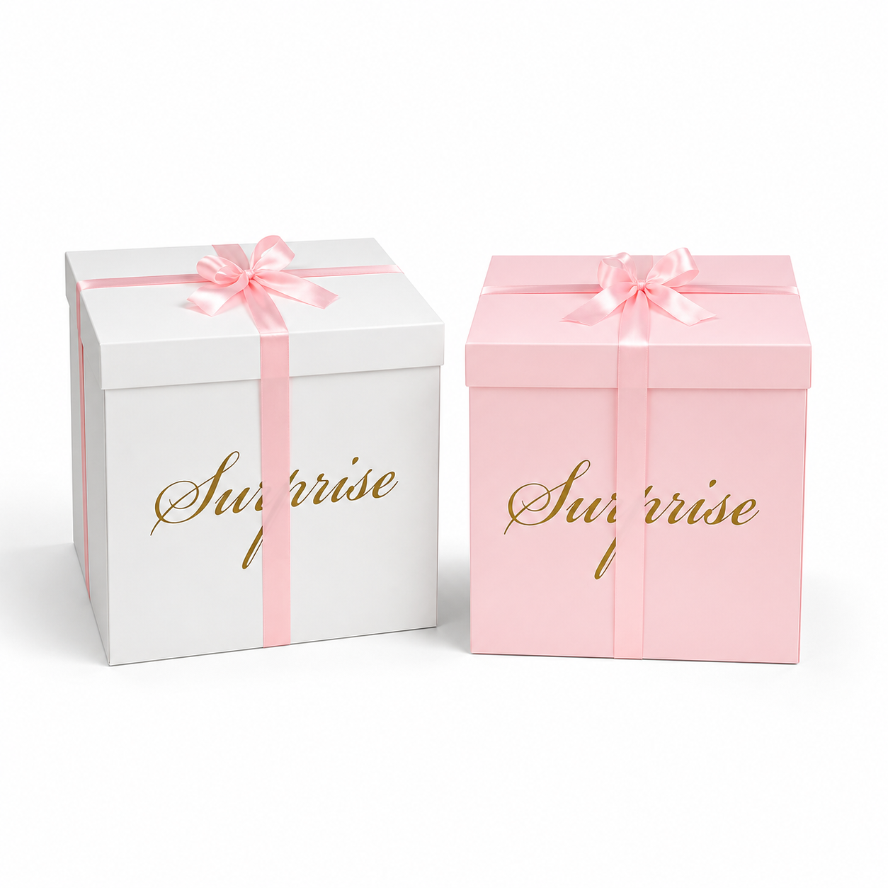 Custom balloon surprise box Toronto for birthday gift delivery, luxury pink and white balloon box setup for events, celebrations and special occasions in GTA