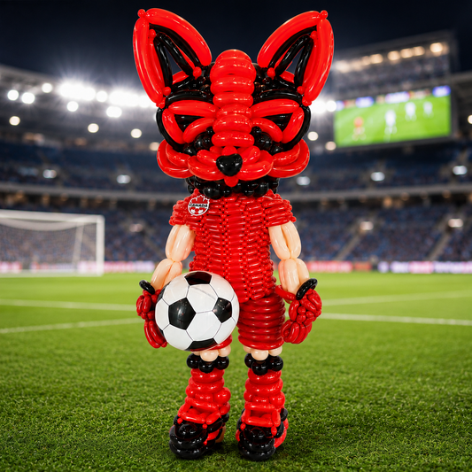 Custom Canada soccer fox balloon mascot sculpture for branded events and corporate activations in Toronto