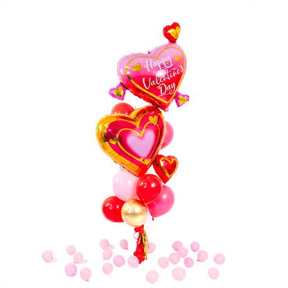 Double Heart Valentine Balloon Bouquet with two oversized heart balloons – Valentines balloons Toronto