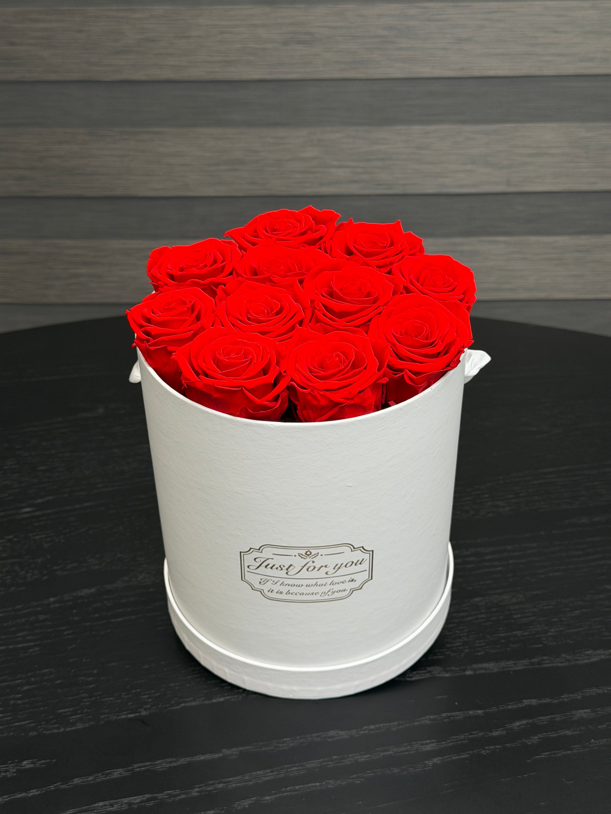 Preserved roses arrangement in cylinder box Toronto