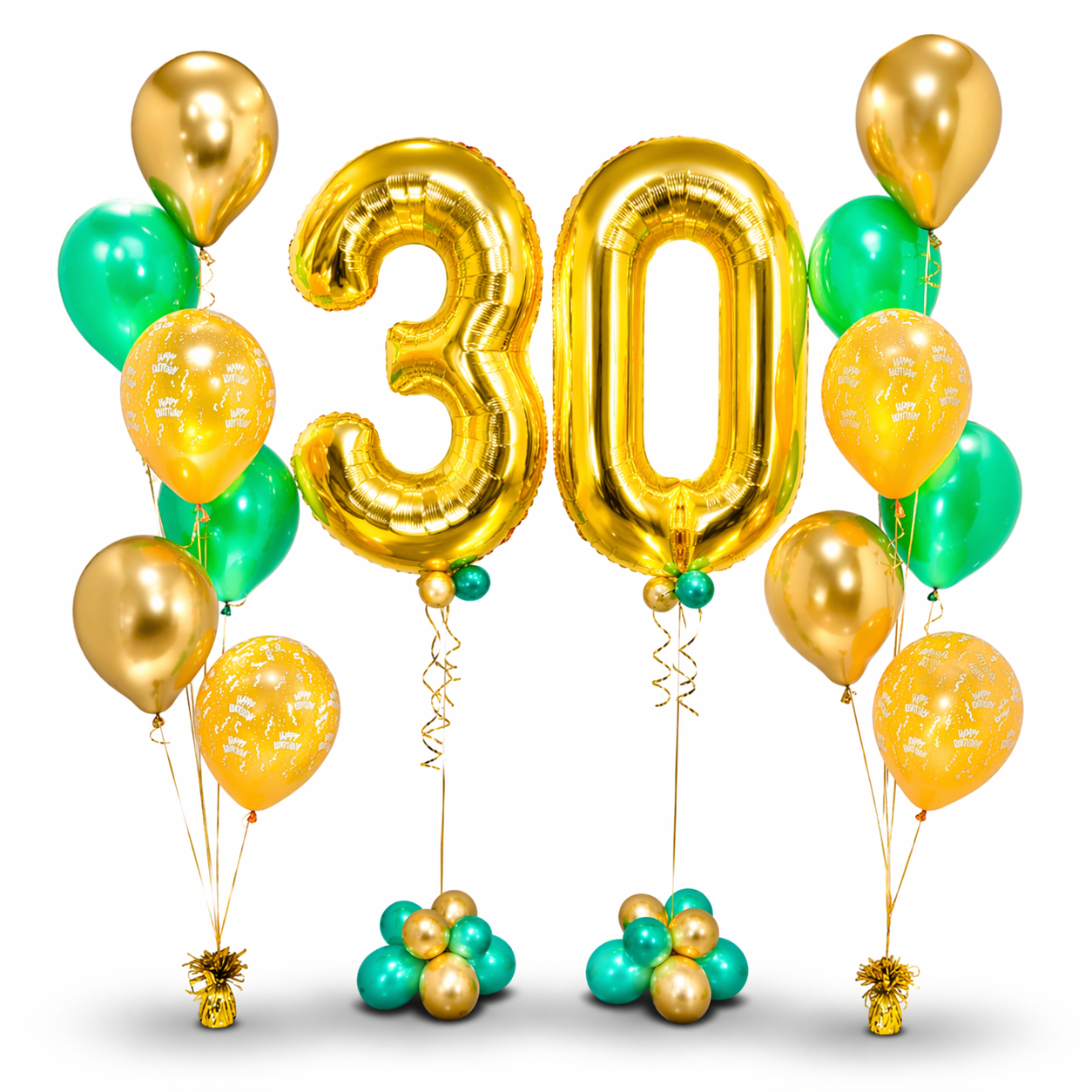 Gold 30 birthday balloon bouquet Toronto same day delivery