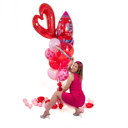 Heart foil balloon bouquet with soft colour palette