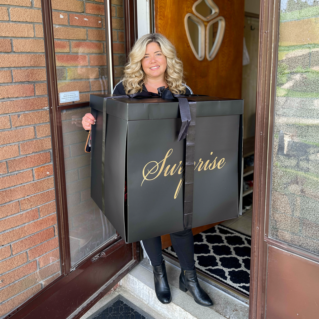 Black helium balloon gift box in Toronto for Valentine’s Day surprises and proposals