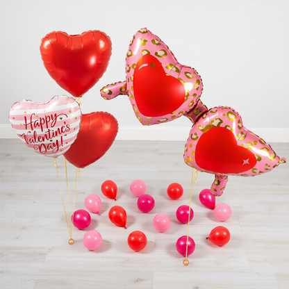 Helium heart balloons Toronto set with a playful glasses supershape for Saint Valentines balloon delivery and pickup