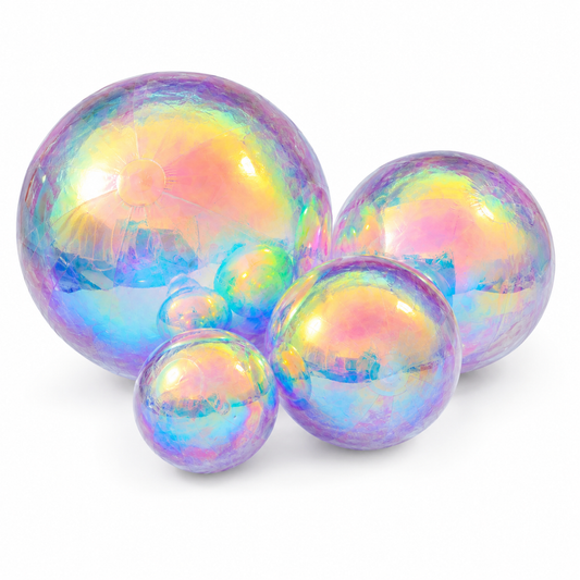 Luxury iridescent mirror balls for event decor, balloon installations, birthdays, weddings, and corporate events in Toronto.