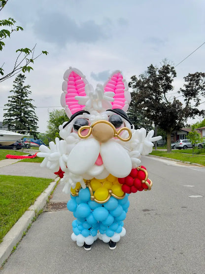 Life-size Alice in Wonderland White Rabbit balloon character created for themed events in Toronto