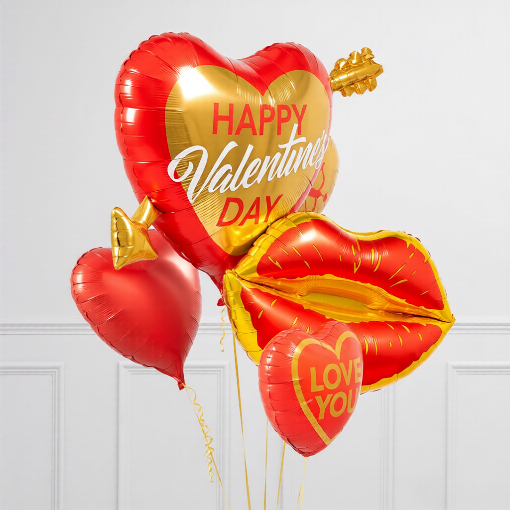 Love You heart balloon with Valentine’s foil balloons in Toronto, part of Valentine's Day Balloons bundle