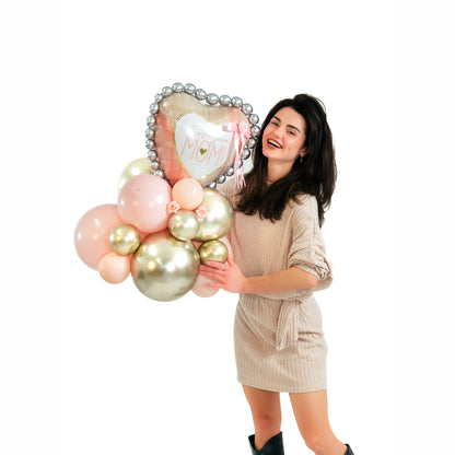 Luxury Mother’s Day balloon centerpiece for Mom with elegant heart balloon in Toronto
