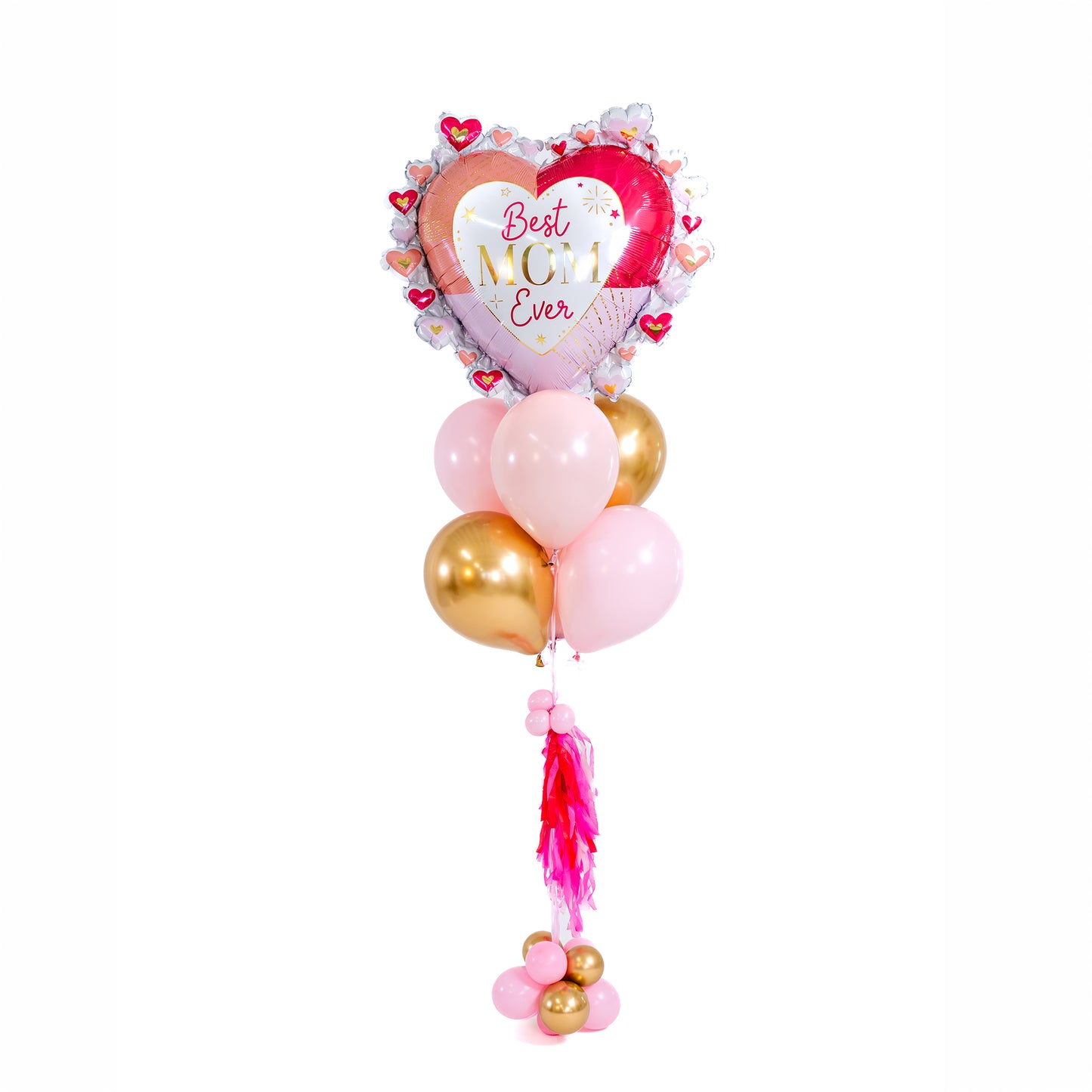 Best Mom Ever Mother’s Day balloon bouquet with pink and gold helium balloons in Toronto