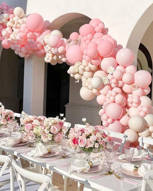 Pink and ivory balloon garland for elegant event in Toronto