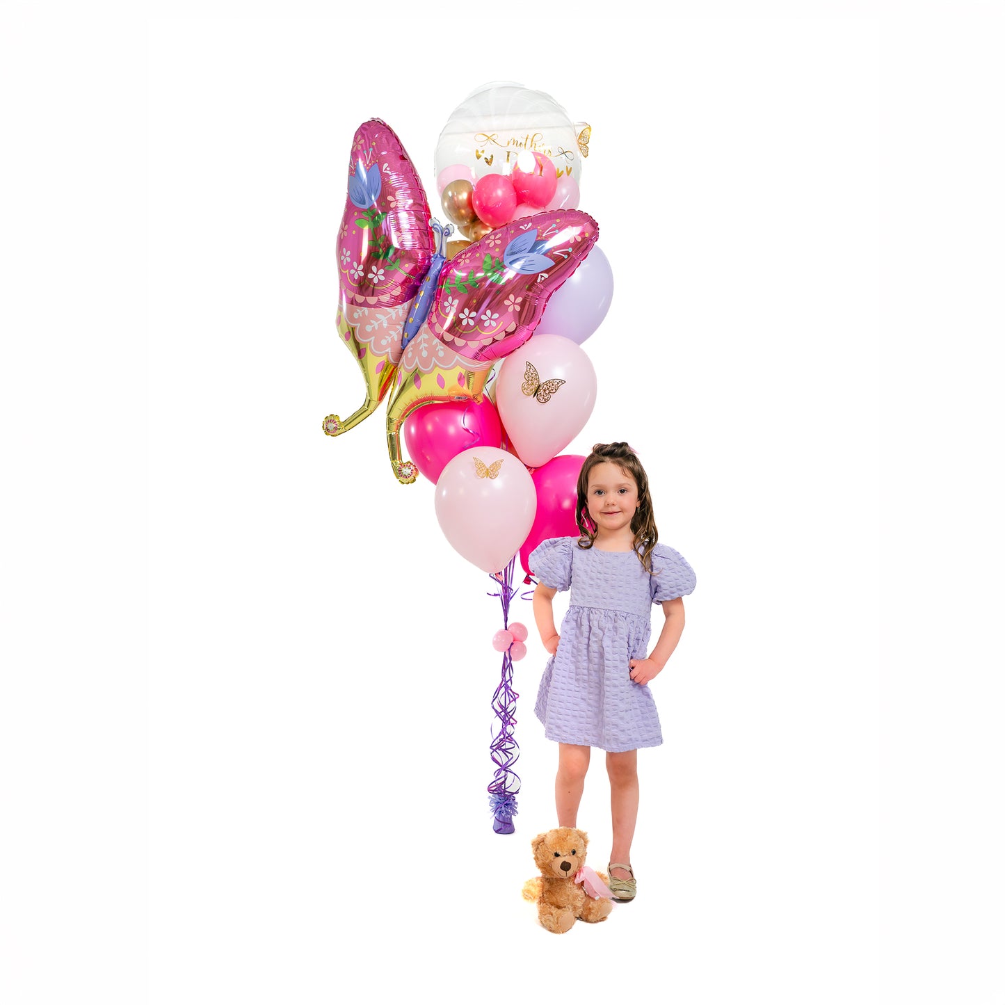 Elegant pink butterfly helium balloon bouquet for Mother’s Day delivery in Toronto