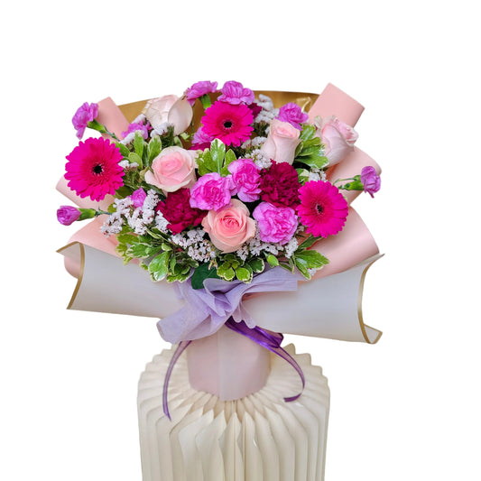 Pink Mother’s Day flower bouquet with roses and gerberas in Toronto