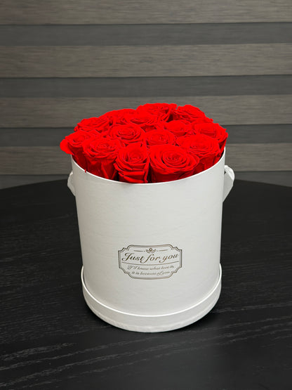 Preserved roses in white cylinder box Toronto