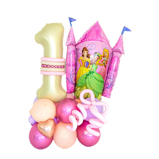 Princess birthday balloons Toronto pink castle custom arrangement by Wooow Balloons