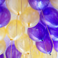 Purple and gold helium ceiling balloons Toronto – Luxury event balloon decoration for parties and celebrations by Wooow Balloons Toronto.