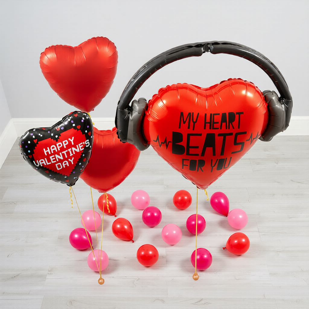 Romantic helium heart balloons in Toronto arranged as a Valentine balloon package for same-day delivery or pickup