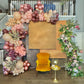 Rose gold balloon garland with floral backdrop Toronto