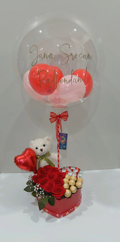 Roses and chocolates delivery Toronto luxury gift with teddy bea
