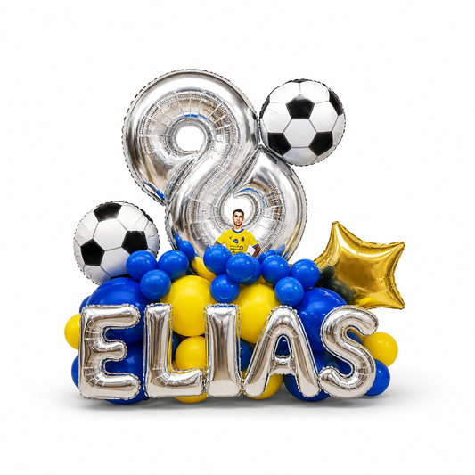 CR7 soccer birthday balloons with personalized number and name balloon stand in Toronto