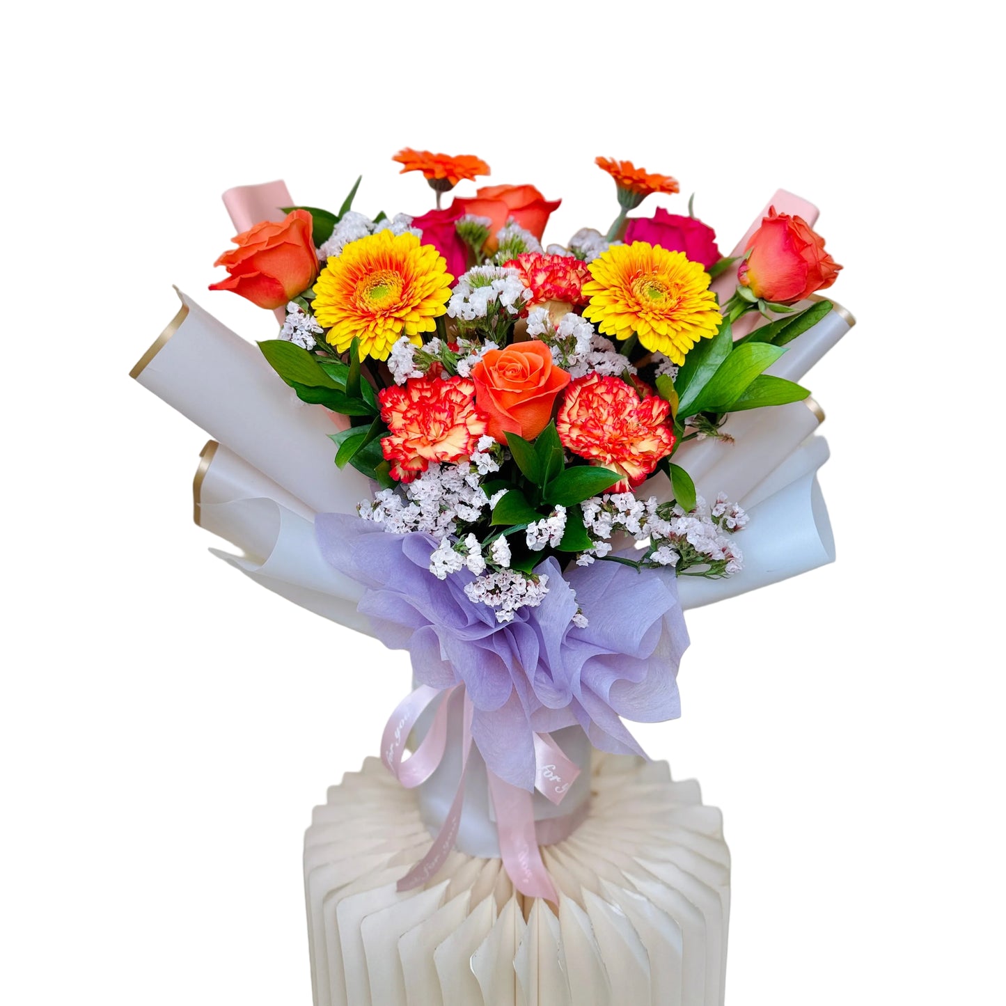 Colorful spring flower bouquet with roses, tulips, and gerberas for delivery in Toronto