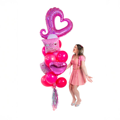 Valentines balloons bouquet in Toronto with pink balloons, heart foil, and Love Mailbox accents for a romantic surprise.