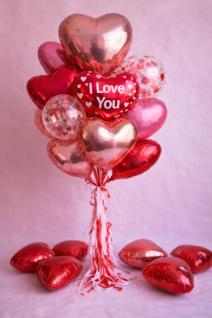 Valentine’s Day balloon bouquet Toronto with I Love You heart balloon