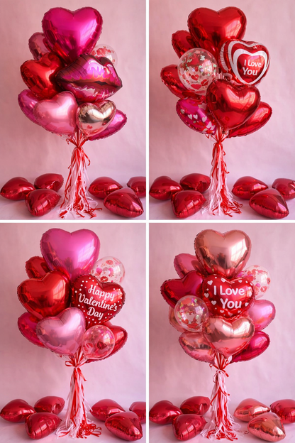 Valentine’s Day balloon bouquet Toronto with I Love You heart foil balloons