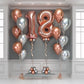 Wooow Birthday Package with helium balloon numbers and bouquets in rose gold and silver — Toronto balloon decor