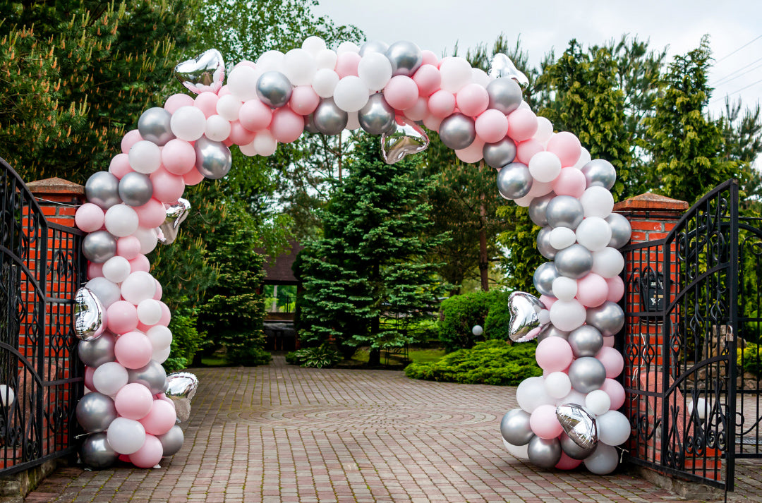 Free-standing Balloon Arch Grand on a metal frame, perfect for events and celebrations.