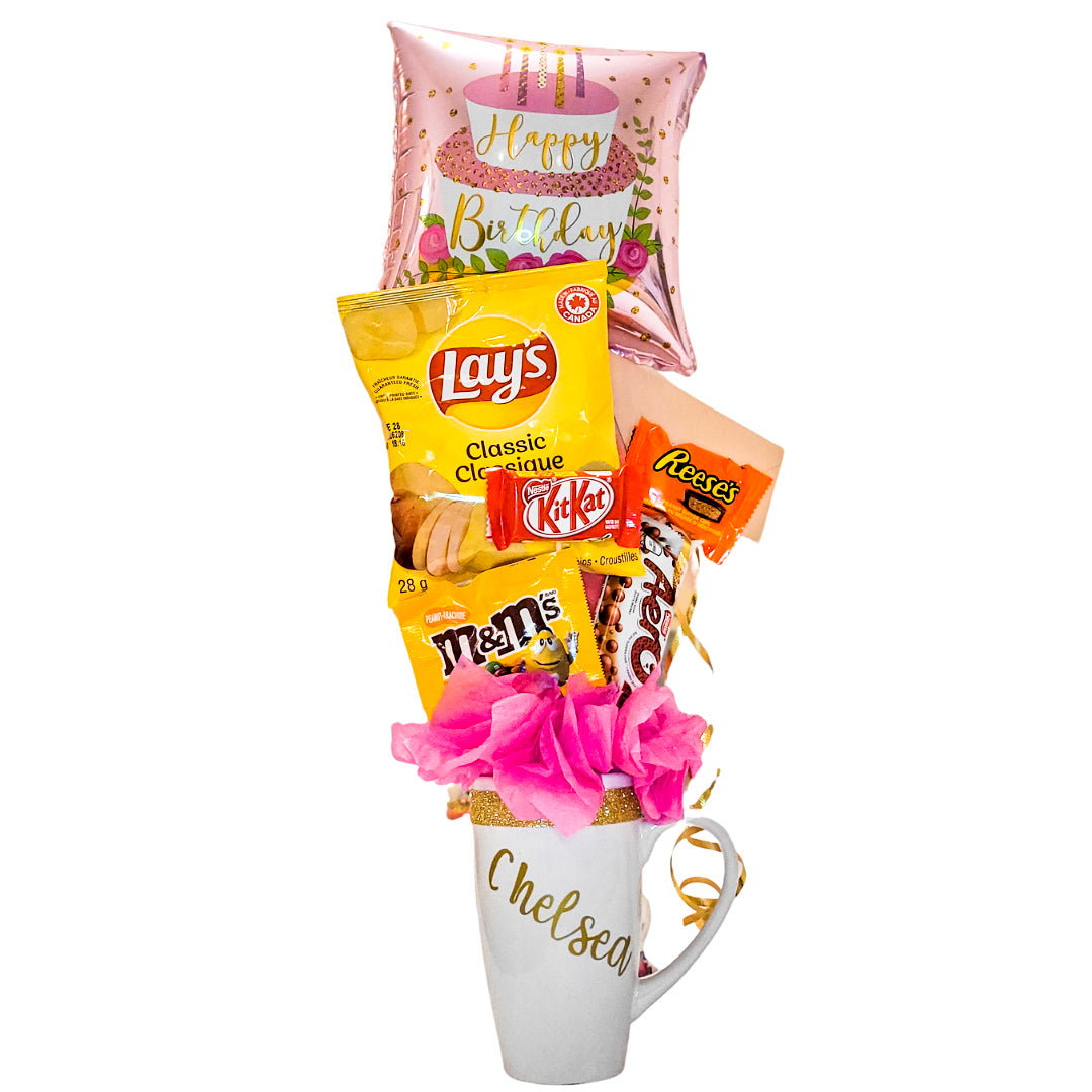 Personalized cup with goodies