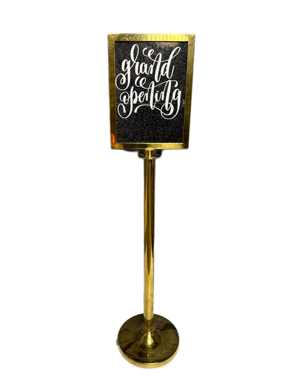 Gold Standing Frame for event décor in Toronto, perfect for displaying photos or messages.