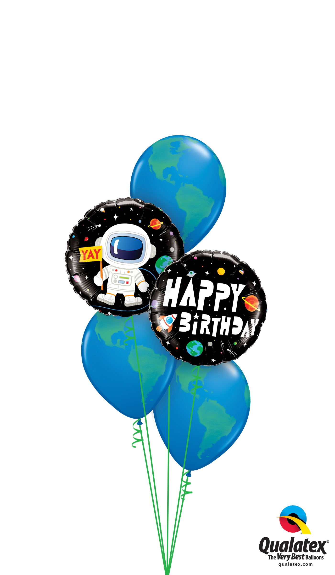 HBD Little Astronaut balloon bouquet with foil and latex balloons, perfect for birthdays.