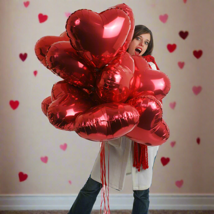 17-inch Foil Balloon Hearts in various colors for romantic and festive events.