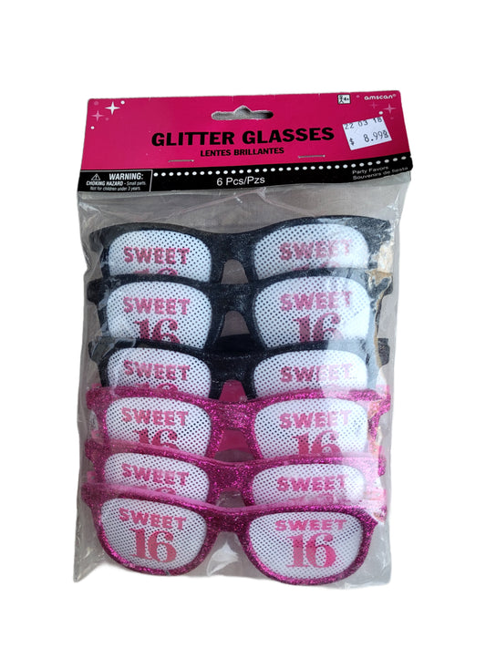 Sweet 16 Glitter Glasses